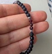 Bransoletka męska unisex z kamieni ława wulkaniczna granat hematyt czarna