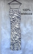 Długa, letnia suknia z wiskozy viscose Primark zebra 42 XL