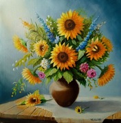 M. Rudziński "Słoneczniki" Obraz olejny na płótnie. Nowy