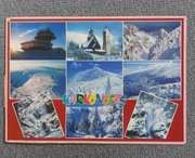 Karkonosze stara pocztówka Vintage podpisana,  zmaczki, pieczątki