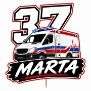 Piker Dekoracja Topper na tort Karetka pogotowia  Imię Wiek Personalizowany