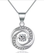 Piękny łańcuszek z wisiorkiem cyrkonia obrotowa srebro S925 7g + pudełko