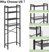 4-poziomowy organizer łazienkowy z regulowaną półką i koszykiem