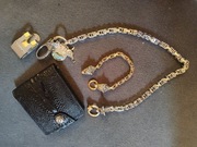 Komplet portfel męski łańcuch na motocykl 