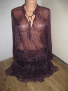 Zwiewna, prześwitująca sukienka, fioletowa, boho