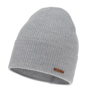 Szara czapka z wełny merino 100% wełniana prążek jesień nowa