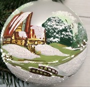 Bombka choinkowa szklana ręcznie malowana pejzaż