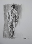 Szkic"Akt męsk XVI". ołówek,tusz| 21,5 x 30,5cm.