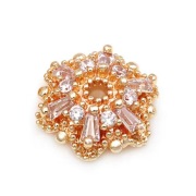 Nakładka z cyrkonami na Koraliki, Mosiądz, Pozłacane 18K, 10 mm., 1 szt.