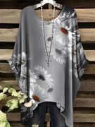 Szara tunika w dużym rozmiarze stokrotki r. 54-58