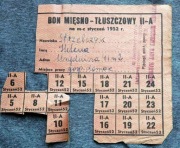 Bon Mięsno -Tłuszczowy II-A 1952 styczeń, kartki, bony, PRL Kraków