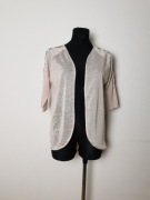 Cienka narzutka kardigan swetere jasny pudrowy róż