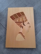 Drewniany obraz egipska postać Nefertiti. Wymiary na zdjęciach.