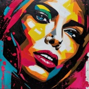 AMBROZIEWICZ Obraz Abstrakcja Nowoczesny portret kobieta twarz