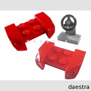 LEGO 44674 NADKOLE czerwony 2 szt + 3829 KIEROWNICA jasny szary Auto