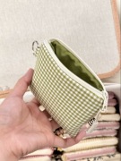 Mały Portfel (Handmade) - checkered pastel green