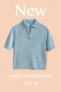Ręcznie robiona bawełniana koszulka polo. Rozmiar M oversize