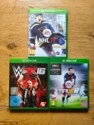 3 Gry - Fifa 16 / WWE 2k16 / NHL 17 na Xbox One - Zestaw