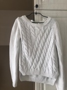  Massimo Dutti, biały sweter,  z wiązaną kokardką