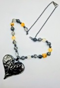 Handmade naszyjnik - ANTRACYTOWE SERCE
