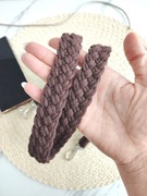 Pasek do torebki telefonu aparatu makrama handmade brązowy smycz boho
