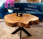 Stolik kawowy70x60cm  PIĘKNY LIVE EDGE plaster drewna  loft WYSYŁKA 