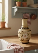 Dzbanek ażurowy, ceramiczny, Ręcznie malowany, Wazon, 26,5cm Motyw kwiatowy