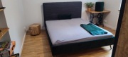 Rama łóżka +pufa Ikea+poduszka