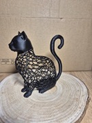 Figurka Kot Ażurowy - Nowoczesny Design - Czarny Mat - Dekoracja 12 cm