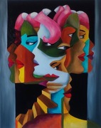 Obraz olejny surrealizm kubizm "Wielogłosy'' A.Groński BCM