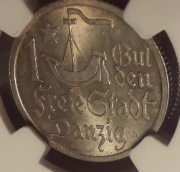 1 Gulden 1923 WMG  Gdańsk NGC MS63 Piękny menniczy!