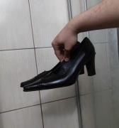 buty damskie 40 Zbych skórzane szpilki czarne ciemne szare emo goth eleganc
