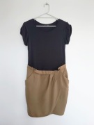 Next * sukienka tulipan łączona beżowa brązowa czarna * 38 M