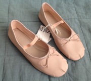 ZARA baleriny | balerinki | baletki | pudrowy róż | kokarda | nowe | 35