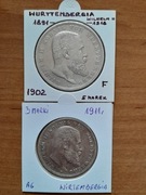 5 MAREK z 1902 r i 3 MARKI z 1911 r Wilhelm II , srebro , rzadkie