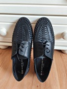 Czarne plecione półbuty, pantofle męskie River Island rozm.9