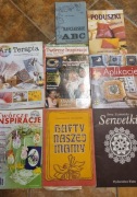 Zestaw książek i czasopism hafty serwety poduszki aplikacje 