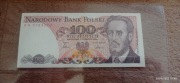 Banknot 100 zł z 1986 roku. Seria RW. Stan UNC. OSTRE ROGI. PIĘKNY. 100zł