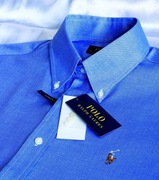 Koszula Polo Ralph Lauren L 42 Imperial semi-shiny stretch  niebieska