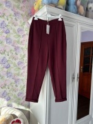 Mango 36/S Spodnie joggery ze szwami burgund wygodne 36/S kieszenie