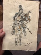 Szkic / rysunek sygnowany „Jan Styka”, jeździec na koniu, praca na papierze