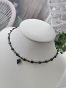 Naszyjnik na lince krzyżyk hematyt platerowwny naturalny 