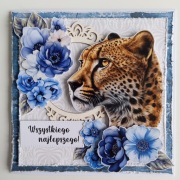Kartka na Dzień Kobiet z gepardem HANDMADE