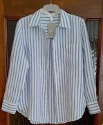 zestaw: 2 x koszula lniana H&M biała w paski oraz niebieska__ S/36 