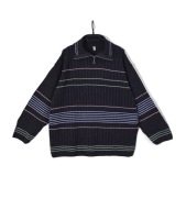 Sweter Luźny Oversize Paski Half Zip Szary Martello |R. 44/46 XL