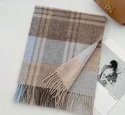 Szalik Męski szal 100% Wełniany w kratę w brytyjskim stylu 180x30cm