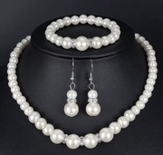 Komplet biżuterii perły kolczyki naszyjnik bransoletka + pudełko KPL13