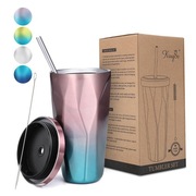 kubek ze słomka na prezent kolorowy