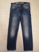 Niebieskie granatowe regulowane przecierane spodnie jeansowe jeansy H&M 140