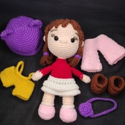 Maskotka LALKA przebieranki zabawka przytulanka zestaw handmade na szydełku